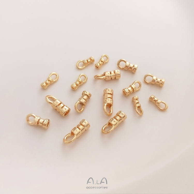 Kẹp Dây Da Làm Vòng Tay/Vòng cổ Màu Vàng 14K 10ps DIY