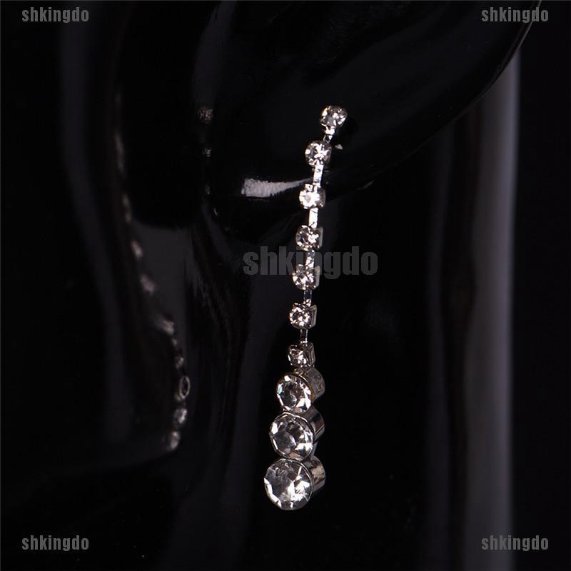 Set dây chuyền và bông tai đính đá thanh lịch cho cô dâu