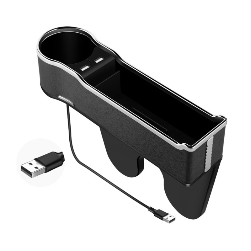 Giá Đỡ Cốc / Điện Thoại / Đồ Dùng Gắn Khe Hở Ghế Ngồi Xe Hơi Hai Cổng USB Tiện Dụng