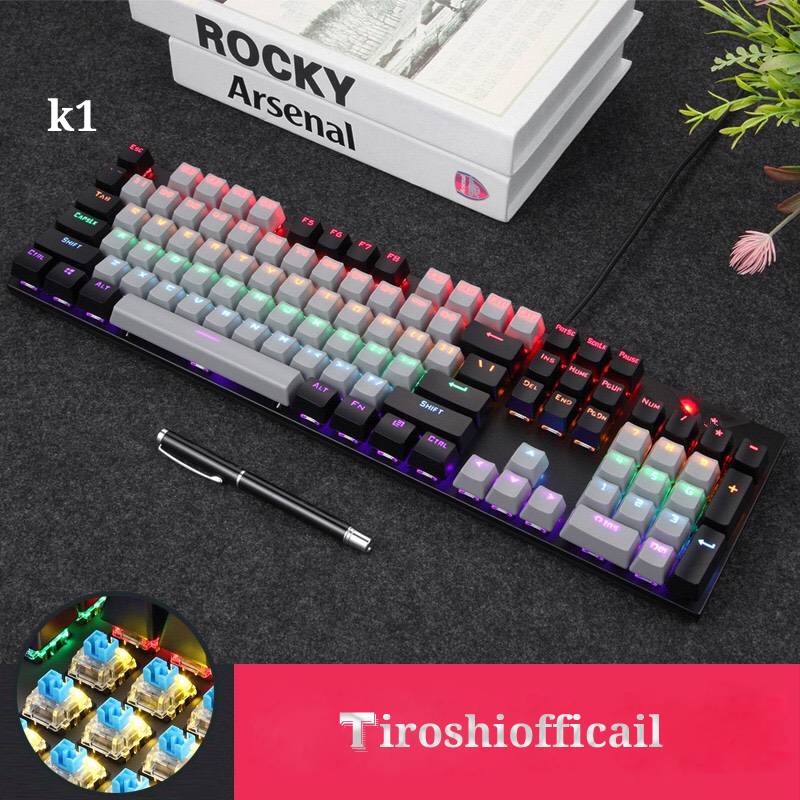 Bàn phím cơ K1 trục Đỏ Pro Crack 104 phím ánh sáng cầu vòng 7 màu, 20 chế độ nháy dành cho máy tính, laptop