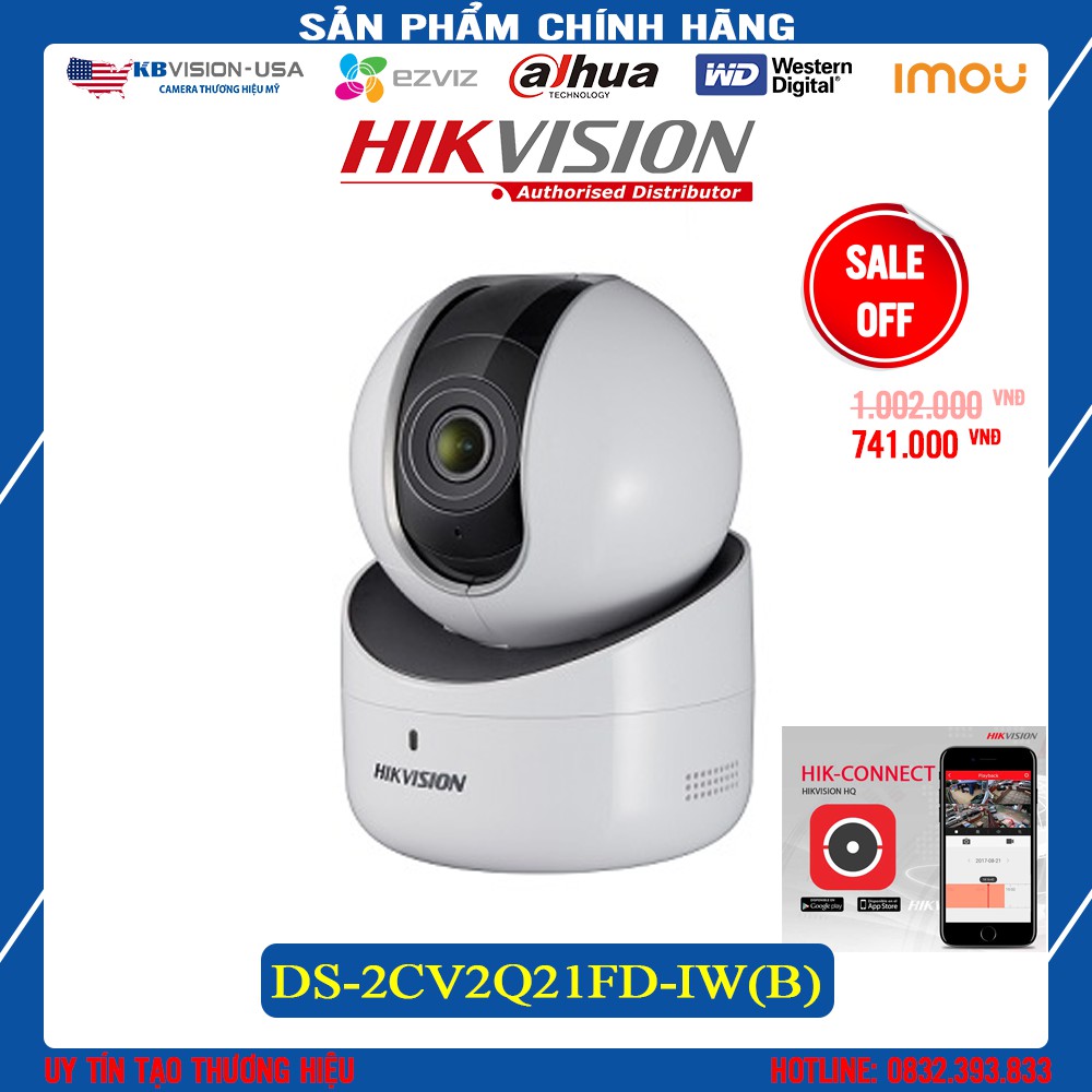 Camera IP WiFi HikVision Q21 (DS-2CV2Q21FD-IW(B)) Quay Quét 360 Full HD - Hàng Chính Hãng - Bảo Hành 2 Năm