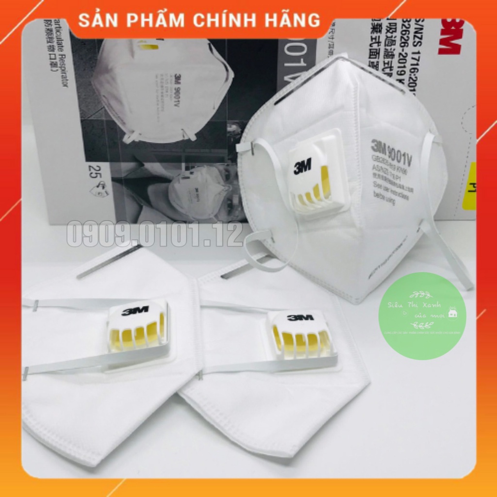 khẩu trang 3m chính hãng 9001 - 9001v - 9002, khẩu trang n95 cao cấp đạt chuẩn kn90 AS/NZS P1 (1 cái)
