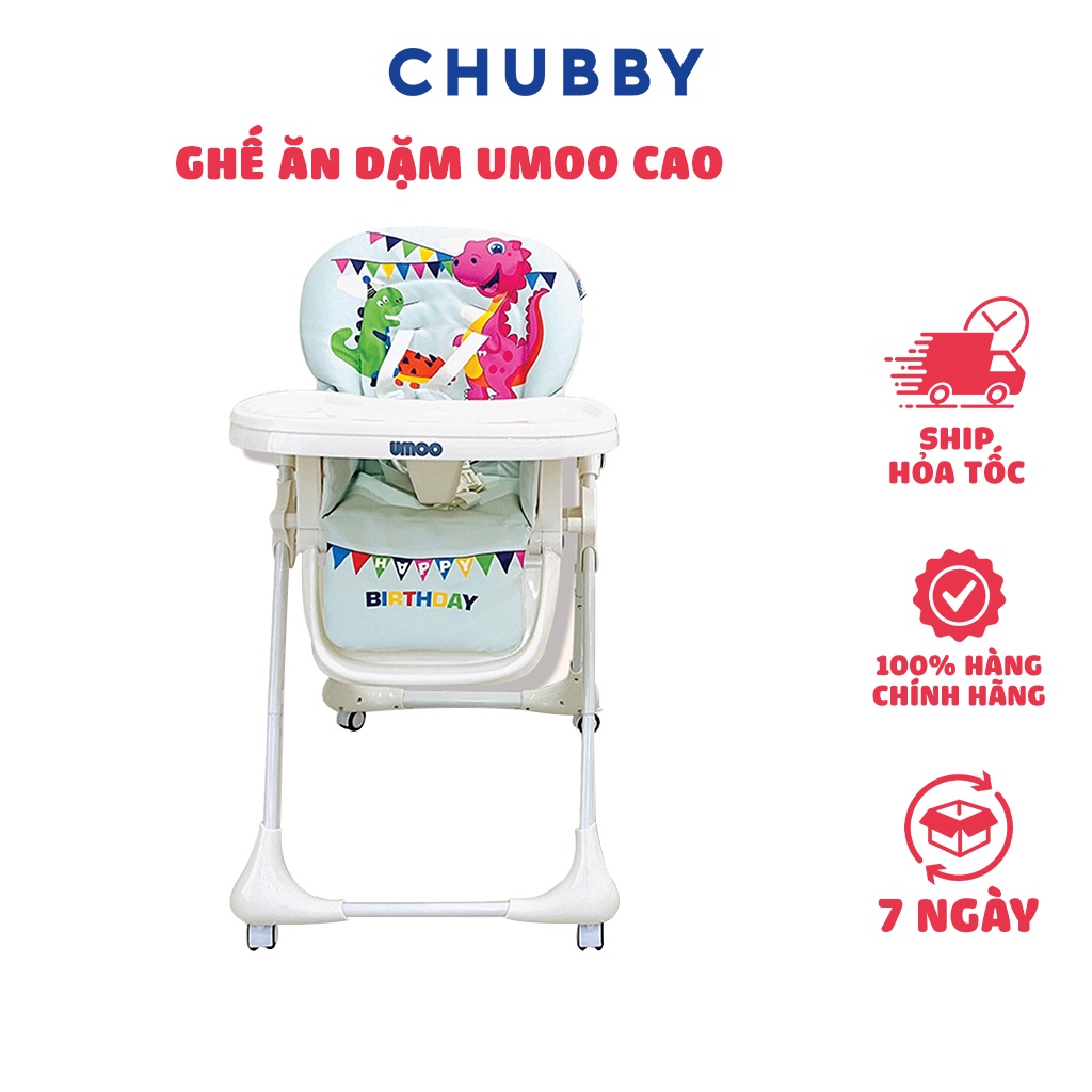 Ghế Ăn Dặm UMOO UM-0598 Chất Liệu Da Pu Cao Cấp Êm Ái, An Toàn, Chống Nước, Có 3 Nấc Điều Chỉnh Phù Hợp Với Tuổi Của Bé