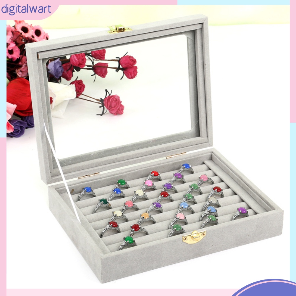 Khay Đựng Trang Sức Bằng Nhung Có Nắp Kính Tiện Dụng