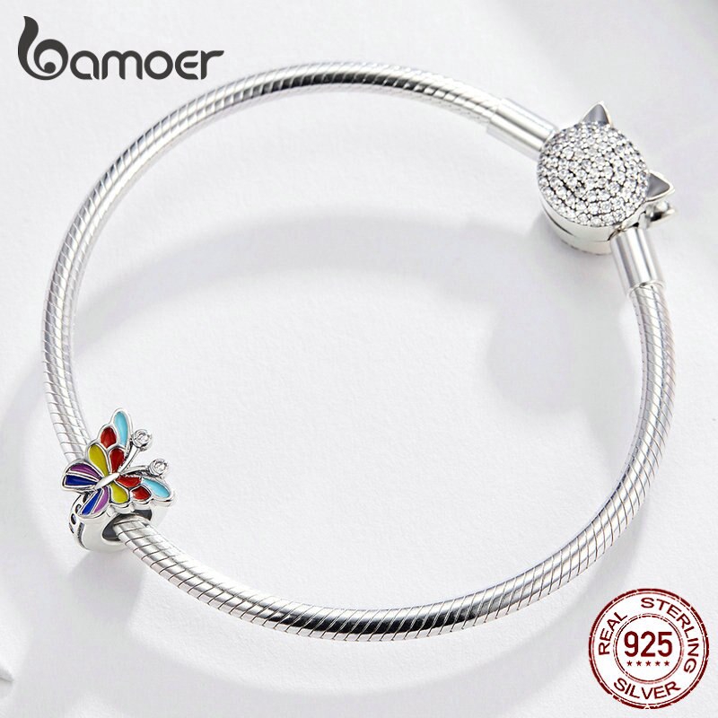 Hạt Trang Sức Bamoer Scc1195 Cho Nữ Trang Trí Vòng Đeo Tay Hình Con Bướm 3mm Màu Sắc Sang Trọng Bằng Bạc 925