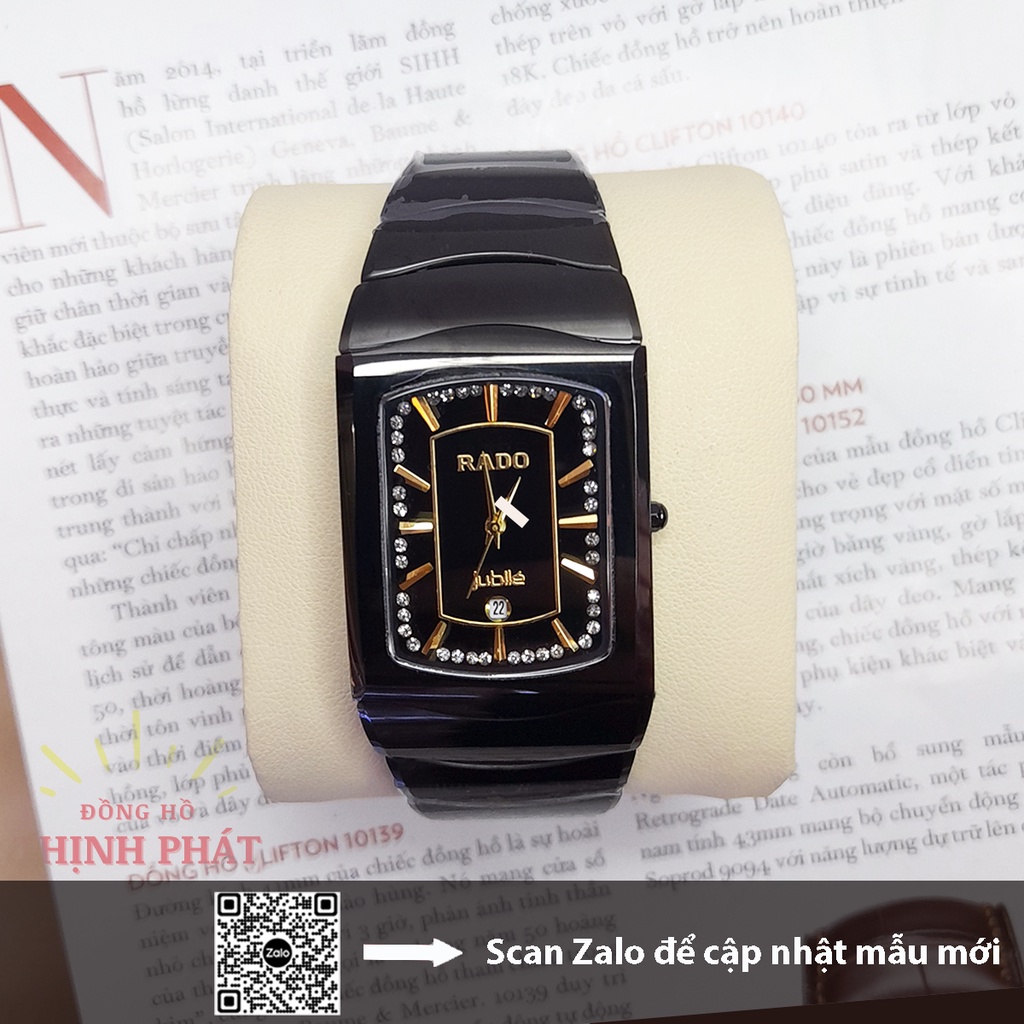 Đồng Hồ Nam R.AD@ JUBILE H1036 Case 30mm x 40mm - Mặt Vuông Dây Đá Ceramic Cao Cấp - Phong Cách Cổ Điển, Lịch Lãm
