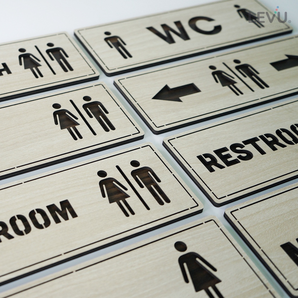 Bảng tên phòng dán cửa nhà vệ sinh WC Toilet Resroom Bathroom LEVU TL29S
