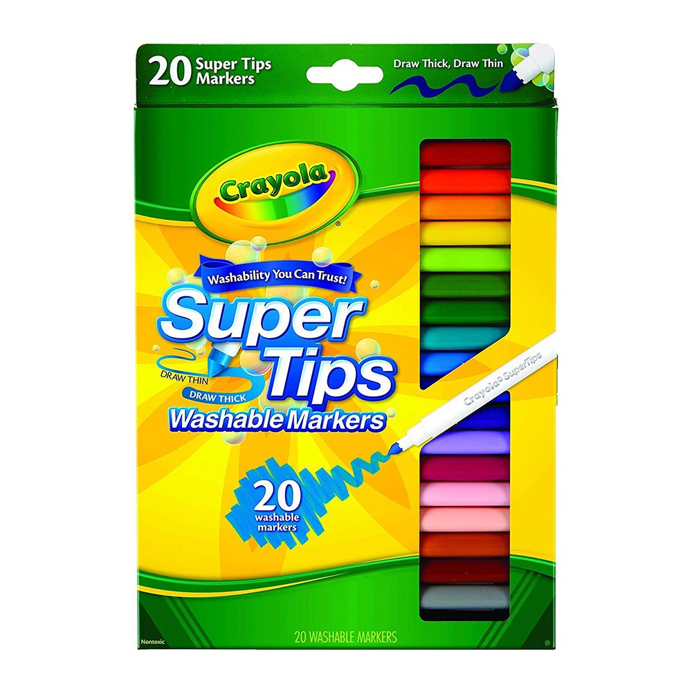 Bộ 20 màu bút lông Crayola Super Tips dễ dàng tẩy xóa bằng nước dành cho trẻ