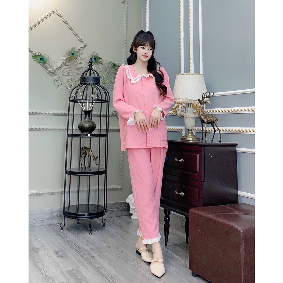 Bộ đồ bầu và sau sinh nhiều họa tiết dễ thương, tay dài, đũi lụa cao cấp, áo có khóa ngực cho bé ti