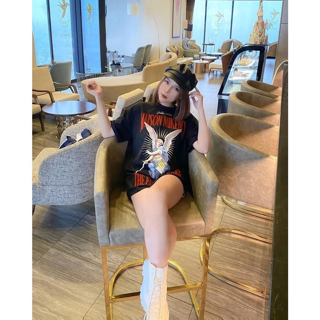 Áo Thun Thiên Thần Unisex Mikenco 🦋 Áo Phông Nam Nữ Cộc Tay Dáng Rộng In Hình 2 Màu 🦋