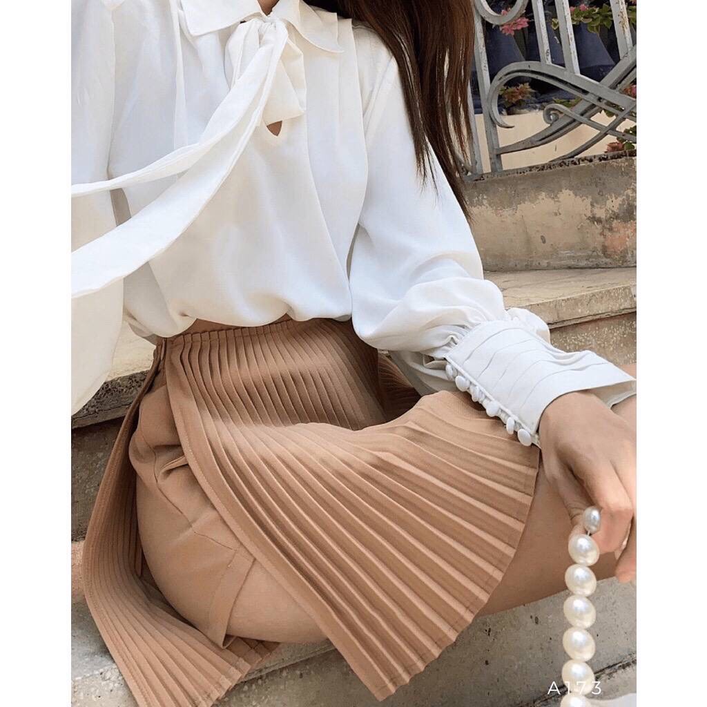 Chân Váy Quần Dập Ly Mini Xẻ Tà 1 Bên Lapi VN, Form Ngắn Có Size, Có Túi Bên Hông Và Khóa Kéo, Phong Cách Ulzzang