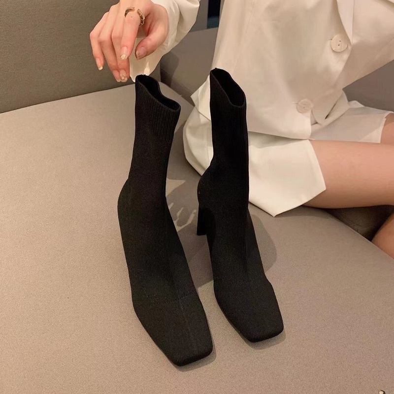 Bốt len cao gót chất siêu đẹp hàng fullbox