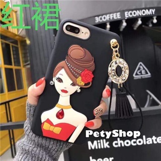Ốp dẻo cô gái đính đá kèm dây đá iPhone 6Plus/6SPlus/7Plus/8Plus/X
