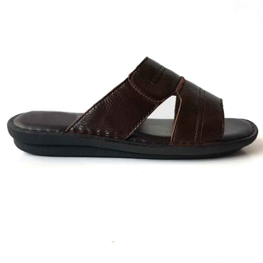 Dép Da Nam Da Bò, Dép Nam Quai Ngang Da Bò Thật Khâu Đế Cao Cấp HKT Shop DNA751