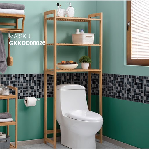 Kệ gỗ để đồ sau Toilet