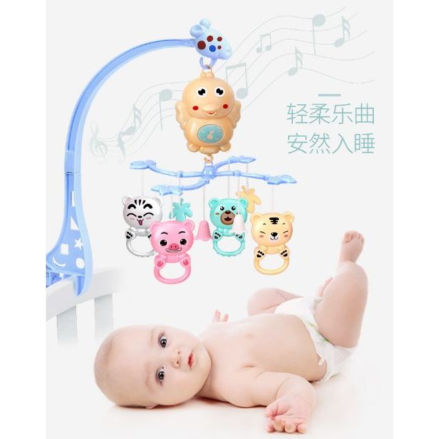 Treo Nôi Phát Nhạc Treo Cũi Kích Thích Thị Giác Cho Bé Tự Xoay 360 Độ Có Điều Khiển TN38