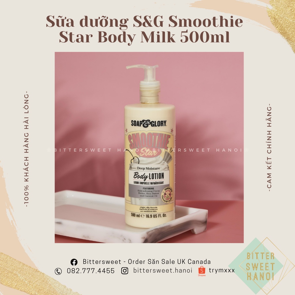 [mẫu mới] Sữa dưỡng SOAP AND GLORY Smoothie Star Body Milk Deep Nourishing Body Lotion 500ml