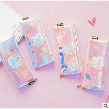 Hộp bút kim tuyến sticker kì lân biển narwhal Hb185 hộp bút cute hộp bút dễ thương