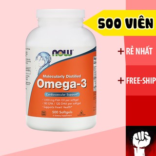 OMEGA 3 - Dầu Cá Omega 3 Now - Sáng Mắt Đẹp Da 500 Viên- Hàng Mỹ