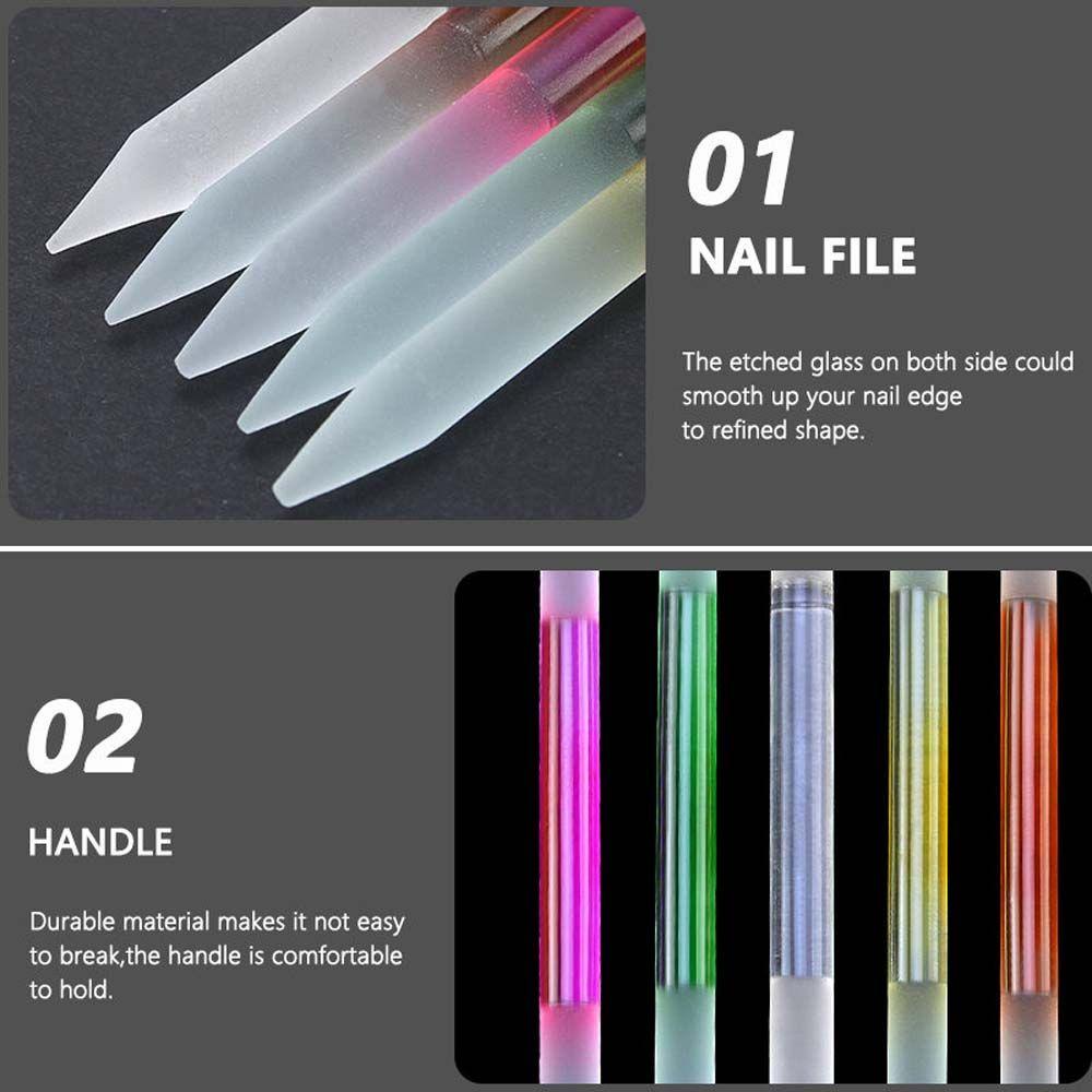 Dụng Cụ Đẩy Biểu Bì / Đánh Bóng Móng Tay Bằng Kính Màu Gradient Kích Thước Nhỏ Gọn Có Thể Tá