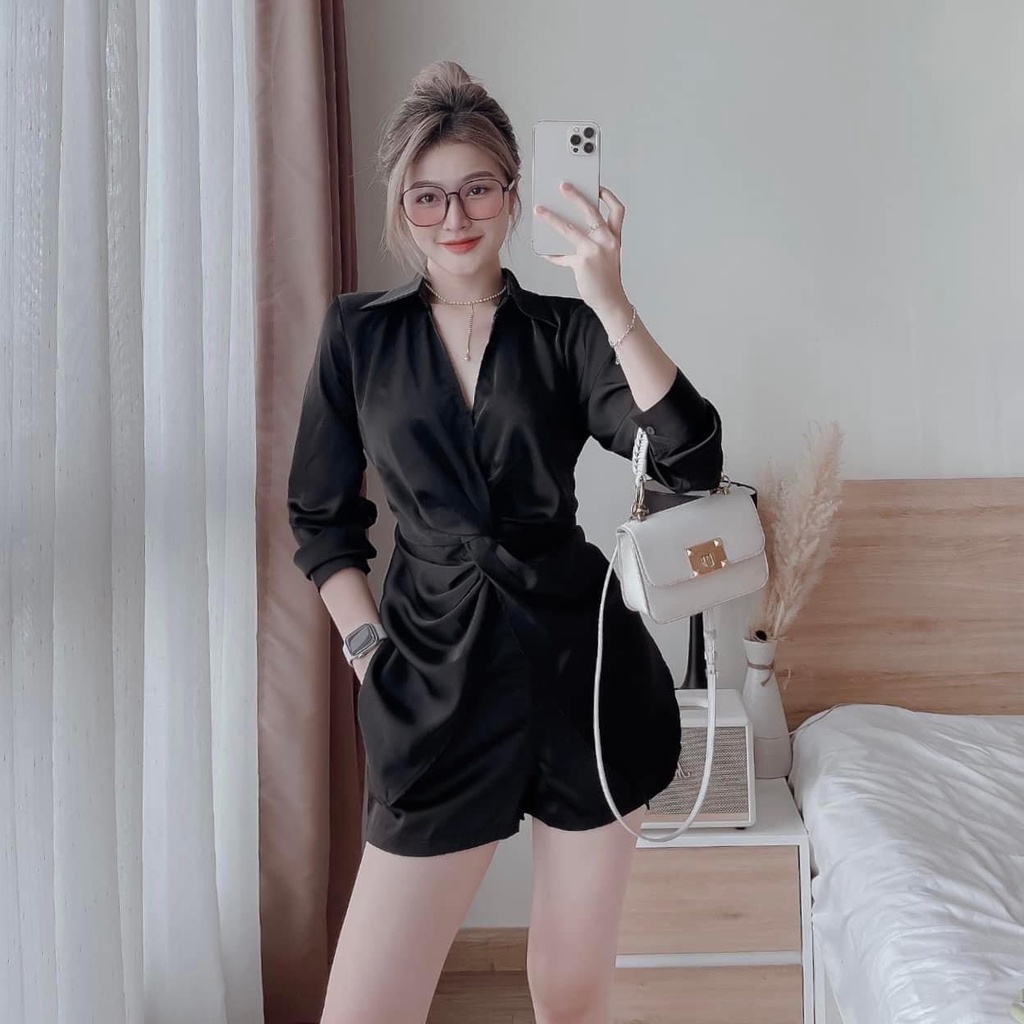 Set Bộ Sơ Mi Nhúm Xoắn Eo SV48