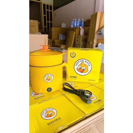 Lẩu Điện Mini Đa Năng Vịt Vàng Kèm Xửng Hấp Nội Địa Trung