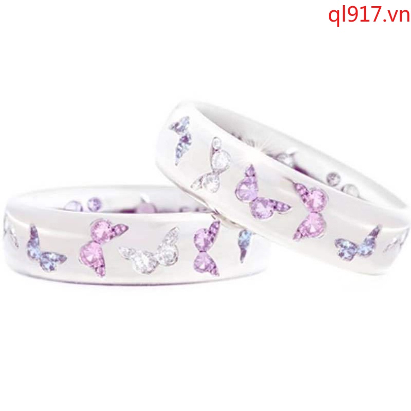 Nhẫn Cưới Hình Bướm Đính Đá Ngọt Ngào Lãng Mạn