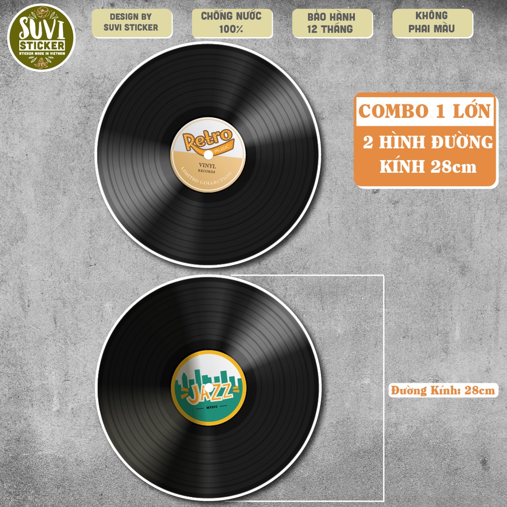 Decal Disc Trang Trí khổ lớn trang trí tường, dán kính, trang trí quán cà phê khổ A4, A5 chống nước. MSP: KL10