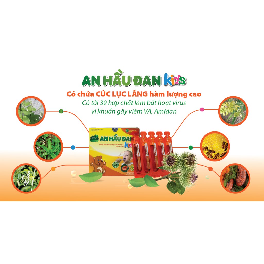 Ống uống An Hầu Đan Kids giúp hỗ trợ cho trẻ bổ phế, giảm ho, long đờm