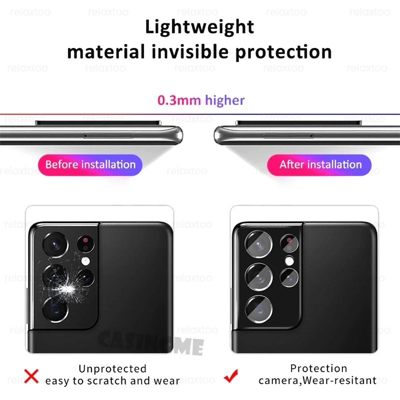Kính Cường Lực 3D Bảo Vệ Camera Cho Samsung Galaxy S22Ultra S22+ S22 S21 S20 FE Plus Note20 Ultra
