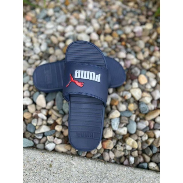 Dép pu.m.a xanh than logo báo đỏ