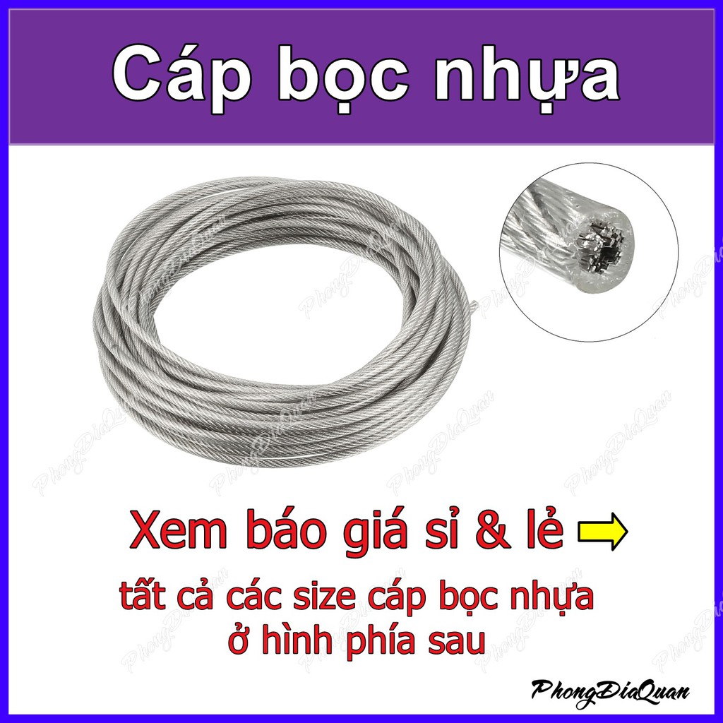 Cáp bọc nhựa (cáp thép bọc nhựa) bán lẻ từng mét