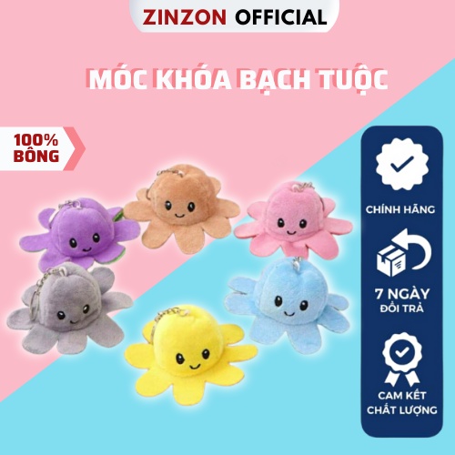 Móc khóa gấu bông bạch tuộc 2 mặt cảm xúc dễ thương êm mịn ZinZon