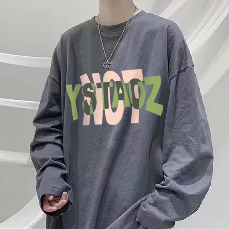 Áo Thun Tay Dài Cổ Tròn Dáng Rộng In Họa Tiết Hoạt Hình Phong Cách Hip Hop Nhật Bản Cho Nam size M-5XL