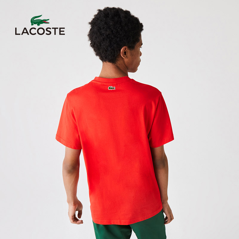 LACOSTE Men's Fashion Trend Personality Round Neck Printed Cotton Short Sleeve T-Shirt