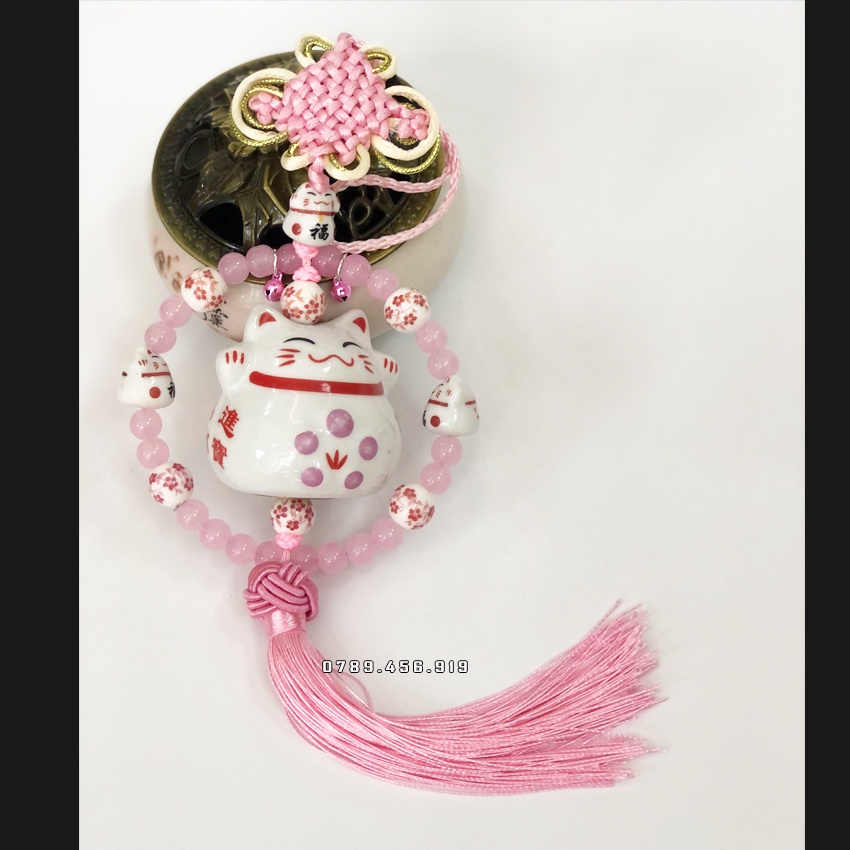 Dây Treo Mèo Thần Tài Để ô Tô Nhiều Màu 10X35Cm