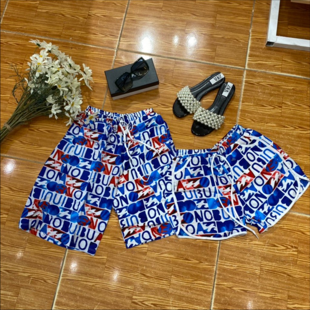 Quần đôi đi biển mẫu mới họa tiết chữ sắc màu | BigBuy360 - bigbuy360.vn