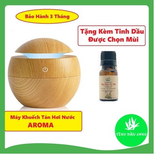 Máy xông tinh dầu |phun sương tạo ẩm khuếch vân gỗ nhỏ |tặng tinh dầu xanh lọ 10 ml