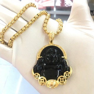 (Dây có ký hiệu- Không đen)Bộ Dây Di Lặc Tượng Đá Đen Cao Cấp-Dùng tắm rửa thoải mái không đen