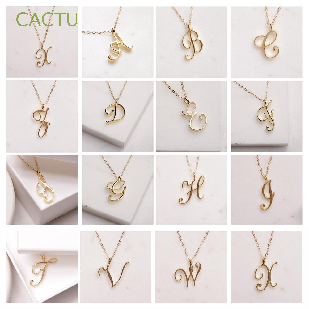 CACTU Luxury Minimalist|Plated Metal Cursive Alphabet Initial Necklace