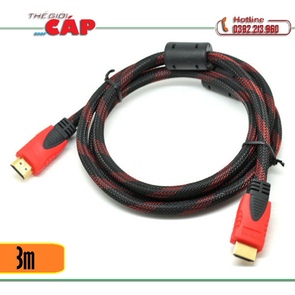 Dây cáp 2 đầu HDMI 3M (Đen phối đỏ)