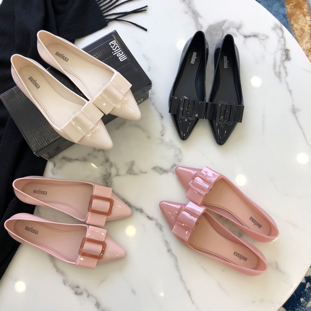 Melissa Melissa Giày Búp Bê Mũi Nhọn Đế Bằng Thắt Nút Đơn Giản Cho Nữ