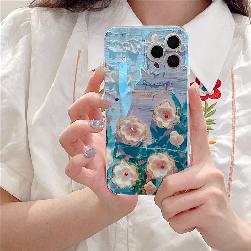 Ốp Điện Thoại Silicone IMD In Hình Hoa Trà Cho iPhone 7 8 Plus 14 13 X XS XR 12 11 Pro Max