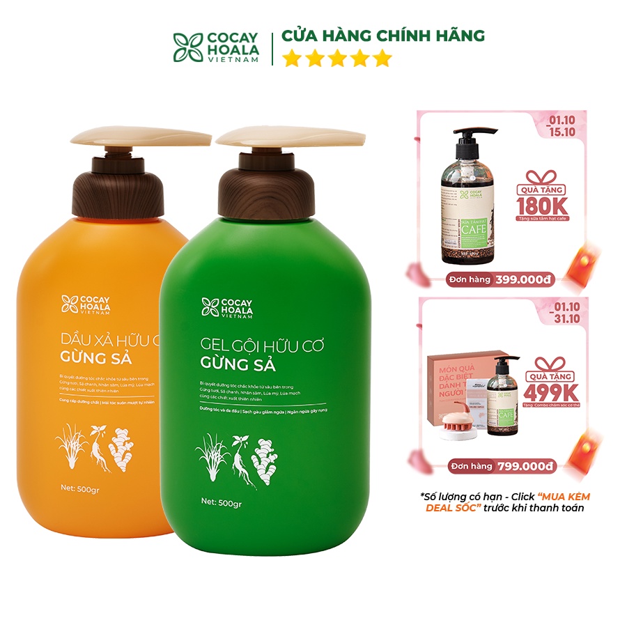 Dầu Gội Xả Hữu Cơ Gừng Sả - Ngăn dầu bết tóc và giảm gàu giảm ngứa 500g