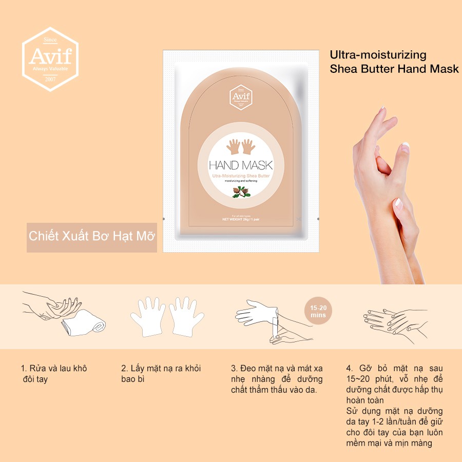 Mặt Nạ Bơ Hạt Mỡ Làm Mềm Da Tay ULTRA-MOISTURIZING SHEA BUTTER HAND MASK | BigBuy360 - bigbuy360.vn