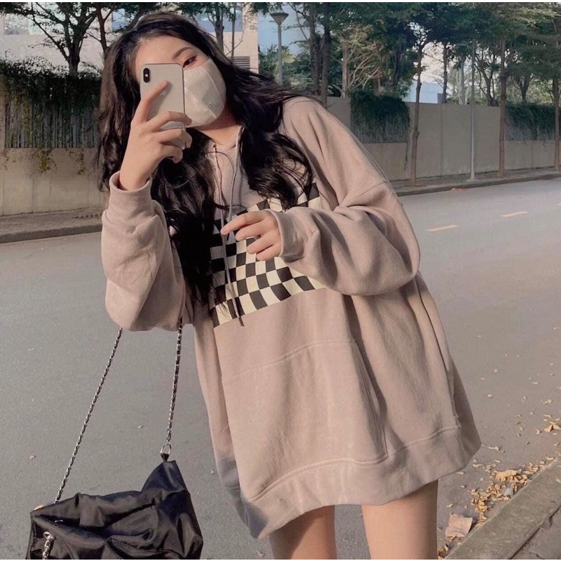 Áo Hoodie Kẻ Ô Nữ [FREESHIP] 🌸 Sweater nỉ form rộng tay bồng, kiểu dáng trẻ trung bánh bèo cá tính Ulzzang 🌸 | BigBuy360 - bigbuy360.vn