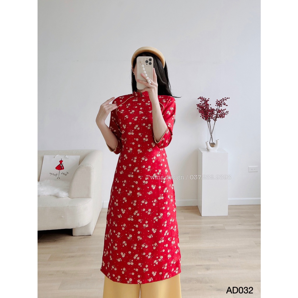 Áo Dài Cách Tân Nhung Tex Hoa Nhí Dáng Suông - AD032 (CÓ KÈM QUẦN + TOÀN BỘ LÀ ẢNH THẬT) | BigBuy360 - bigbuy360.vn