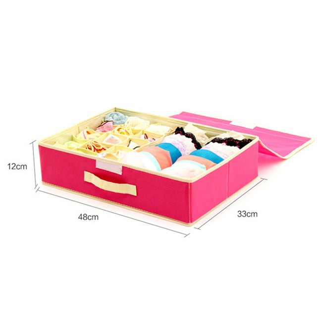 Hộp đựng đồ lót 16 ngăn có nắp đậy tiện dụng - giao theo màu - GD538