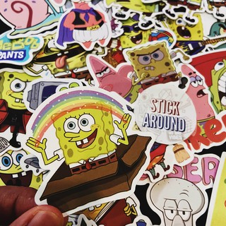 50 sticker Spongebob (pvc nhám), decal hình dán laptop, điện thoại,... từ stickaroundvn