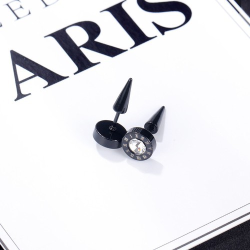 Bông Tai Nam Hình Tròn Đá Nhân Tạo Màu Trắng Titan Ko Rỉ TT 3047